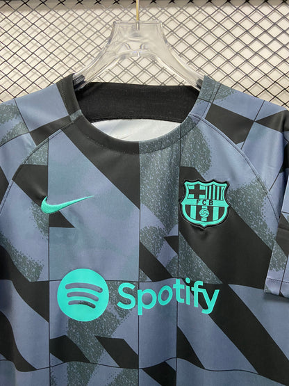 Maillot d'entraînement pré-match à carreaux gris foncé Barcelone 23/24